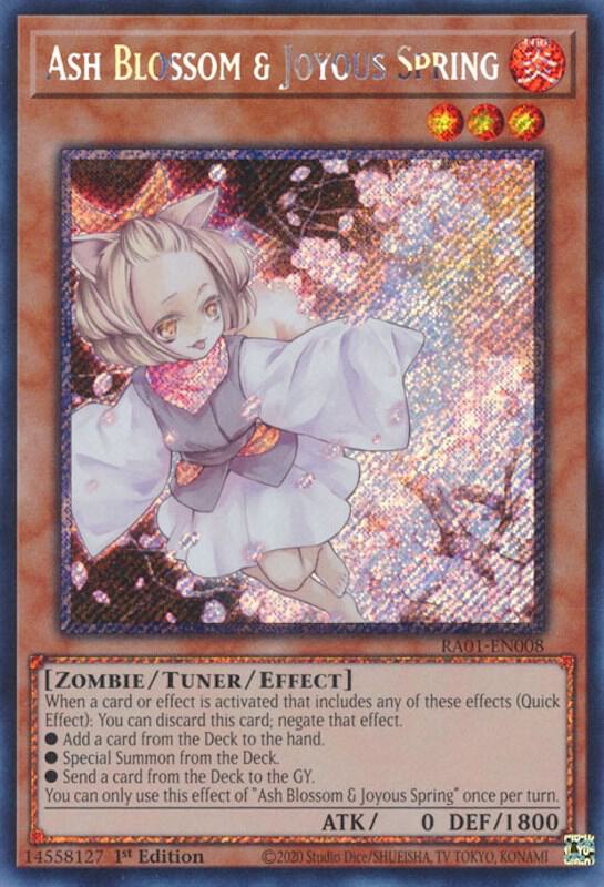 Ash Blossom & Joyous Spring (Platinum Secret Rare) RA01-EN008 card from 25th Anniversary Rarity Collection