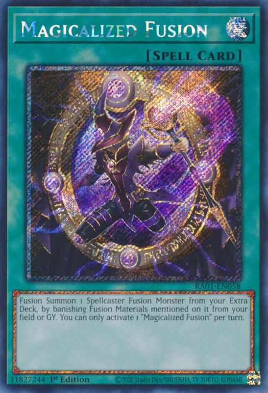 Magicalized Fusion (Platinum Secret Rare) RA01-EN058 card from 25th Anniversary Rarity Collection