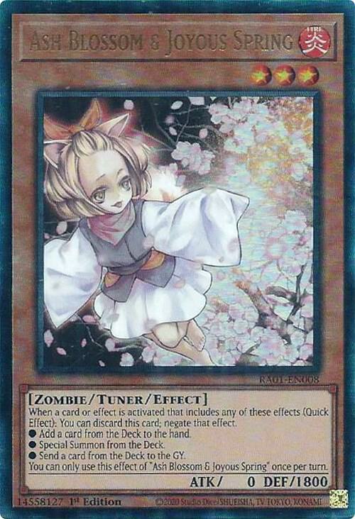 Ash Blossom & Joyous Spring (PUR) RA01-EN008 card from 25th Anniversary Rarity Collection