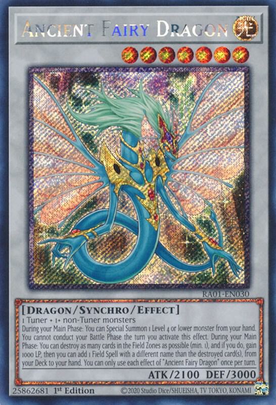 Ancient Fairy Dragon (Platinum Secret Rare) RA01-EN030 card from 25th Anniversary Rarity Collection
