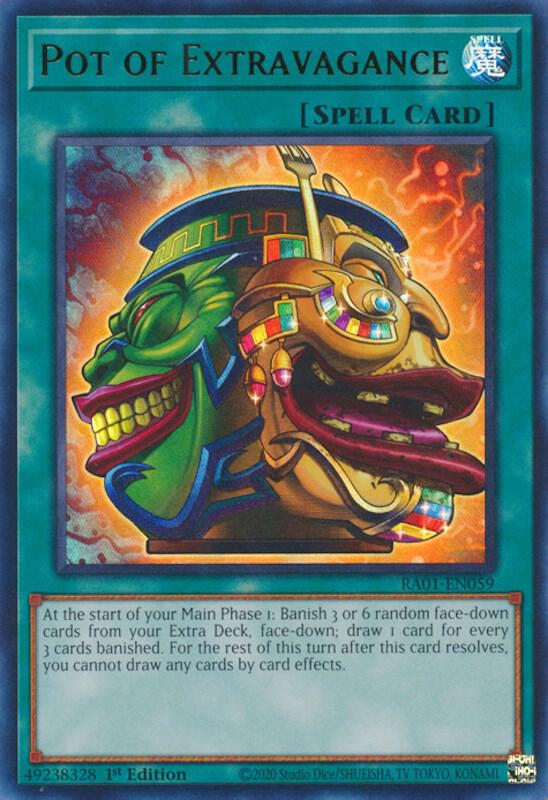 Pot of Extravagance (UR) RA01-EN059 card from 25th Anniversary Rarity Collection
