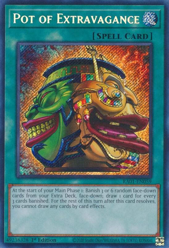 Pot of Extravagance (Secret Rare) RA01-EN059 card from 25th Anniversary Rarity Collection