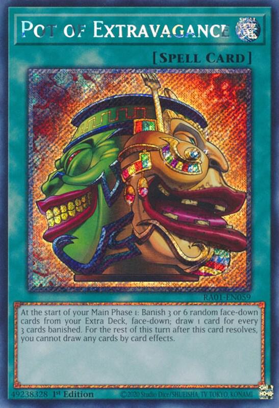 Pot of Extravagance (Platinum Secret Rare) RA01-EN059 card from 25th Anniversary Rarity Collection