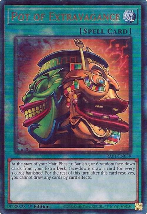 Pot of Extravagance (PUR) RA01-EN059 card from 25th Anniversary Rarity Collection