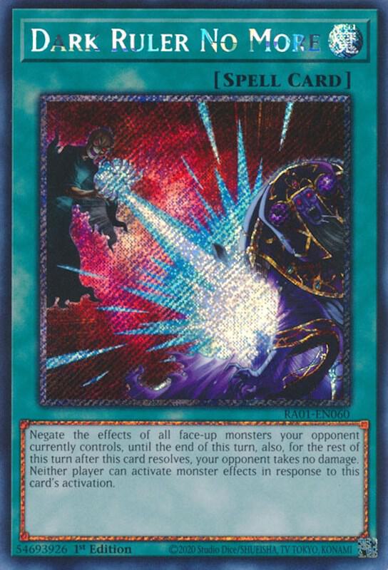 Dark Ruler No More (Platinum Secret Rare) RA01-EN060 card from 25th Anniversary Rarity Collection
