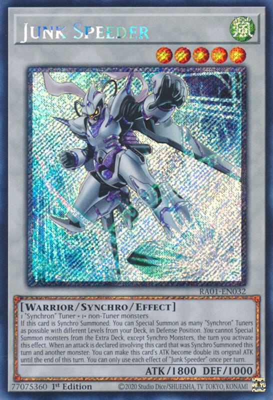 Junk Speeder (Platinum Secret Rare) RA01-EN032 card from 25th Anniversary Rarity Collection