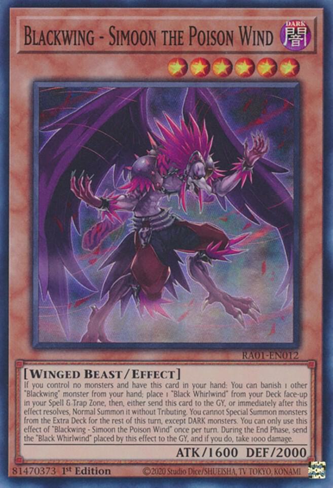 Blackwing - Simoon the Poison Wind RA01-EN012 card from 25th Anniversary Rarity Collection