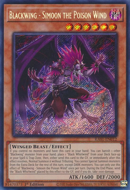 Blackwing - Simoon the Poison Wind (Secret Rare) RA01-EN012 card from 25th Anniversary Rarity Collection