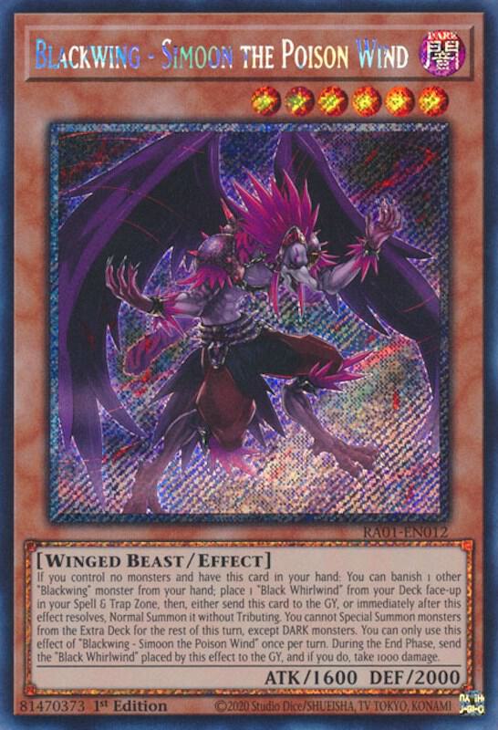 Blackwing - Simoon the Poison Wind (Platinum Secret Rare) RA01-EN012 card from 25th Anniversary Rarity Collection