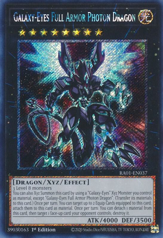 Galaxy-Eyes Full Armor Photon Dragon (Platinum Secret Rare) RA01-EN037 card from 25th Anniversary Rarity Collection