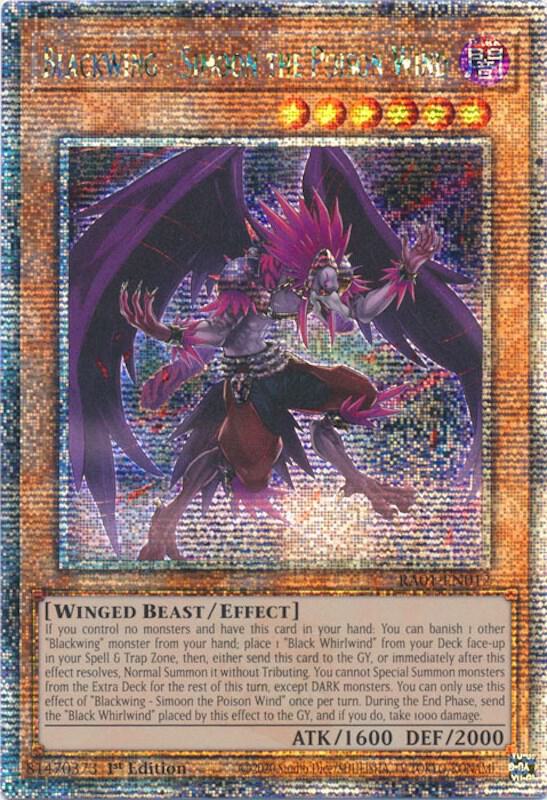 Blackwing - Simoon the Poison Wind (Quarter Century Secret Rare) RA01-EN012 card from 25th Anniversary Rarity Collection