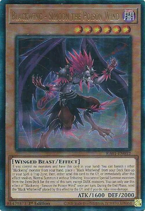 Blackwing - Simoon the Poison Wind (PUR) RA01-EN012 card from 25th Anniversary Rarity Collection