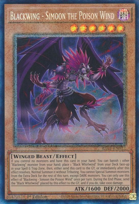Blackwing - Simoon the Poison Wind (PCR) RA01-EN012 card from 25th Anniversary Rarity Collection