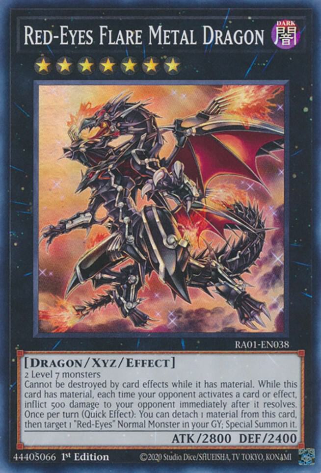 Red-Eyes Flare Metal Dragon RA01-EN038 card from 25th Anniversary Rarity Collection
