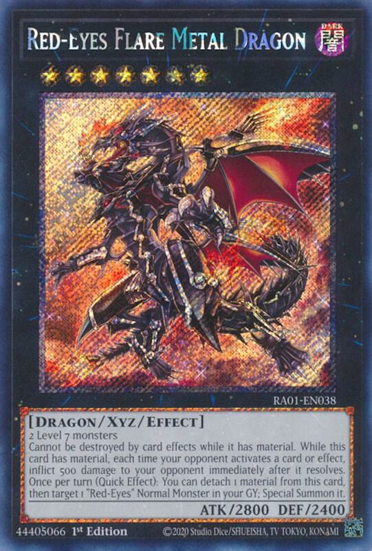 Red-Eyes Flare Metal Dragon (Platinum Secret Rare) RA01-EN038 card from 25th Anniversary Rarity Collection
