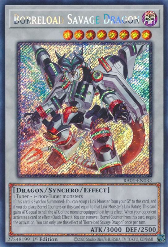 Borreload Savage Dragon (Platinum Secret Rare) RA01-EN033 card from 25th Anniversary Rarity Collection