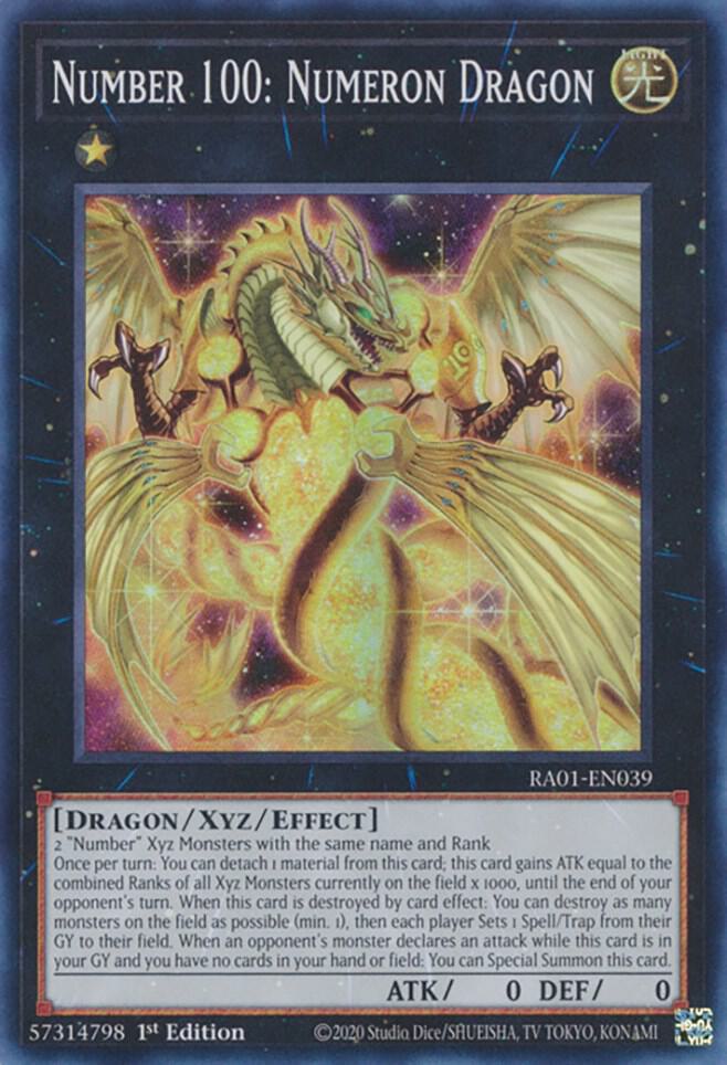 Number 100: Numeron Dragon RA01-EN039 card from 25th Anniversary Rarity Collection