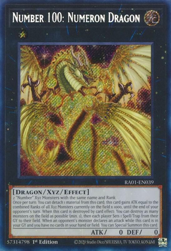 Number 100: Numeron Dragon (Secret Rare) RA01-EN039 card from 25th Anniversary Rarity Collection
