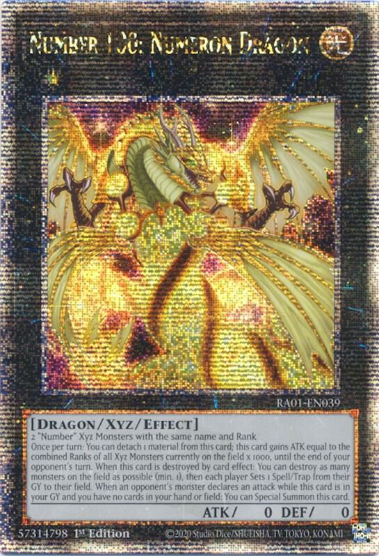 Number 100: Numeron Dragon (Quarter Century Secret Rare) RA01-EN039 card from 25th Anniversary Rarity Collection