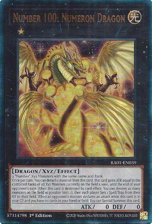 Number 100: Numeron Dragon (PUR) RA01-EN039 card from 25th Anniversary Rarity Collection
