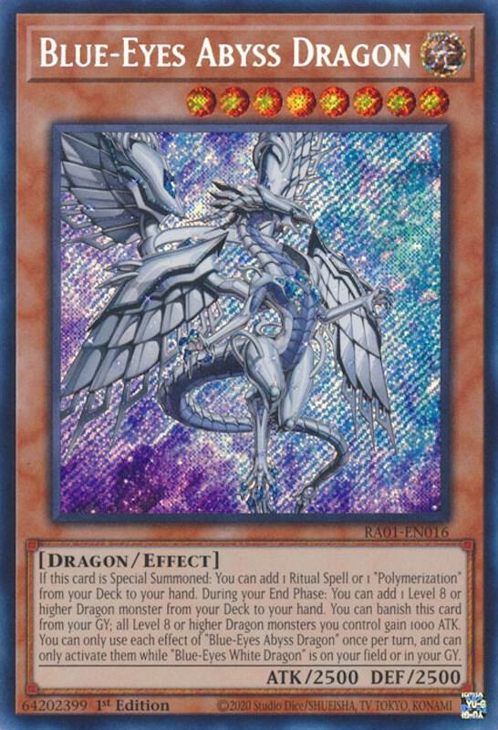 Blue-Eyes Abyss Dragon (Secret Rare) RA01-EN016 card from 25th Anniversary Rarity Collection
