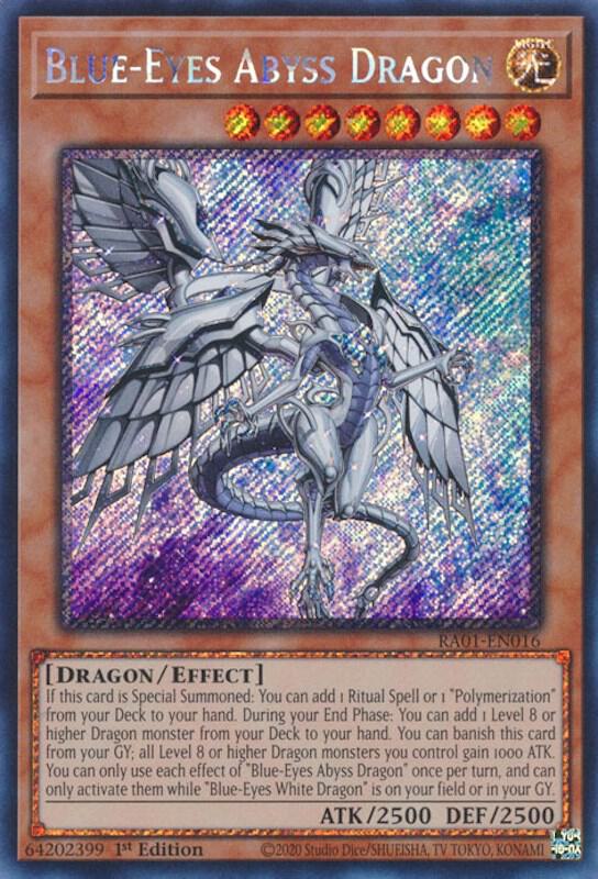 Blue-Eyes Abyss Dragon (Platinum Secret Rare) RA01-EN016 card from 25th Anniversary Rarity Collection