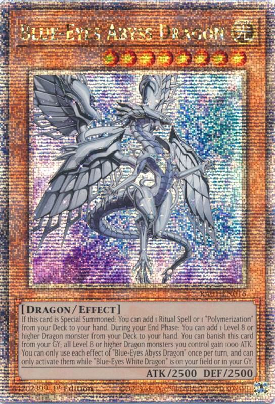 Blue-Eyes Abyss Dragon (Quarter Century Secret Rare) RA01-EN016 card from 25th Anniversary Rarity Collection