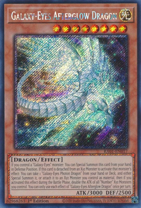 Galaxy-Eyes Afterglow Dragon (Platinum Secret Rare) RA01-EN017 card from 25th Anniversary Rarity Collection