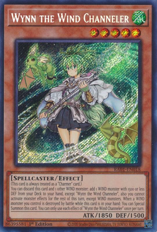 Wynn the Wind Channeler (Secret Rare) RA01-EN018 card from 25th Anniversary Rarity Collection