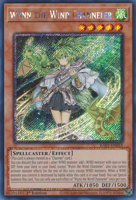 Wynn the Wind Channeler (Platinum Secret Rare) RA01-EN018 card from 25th Anniversary Rarity Collection