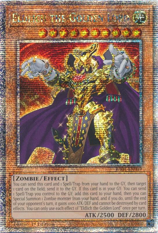 Eldlich the Golden Lord (Quarter Century Secret Rare) RA01-EN019 card from 25th Anniversary Rarity Collection