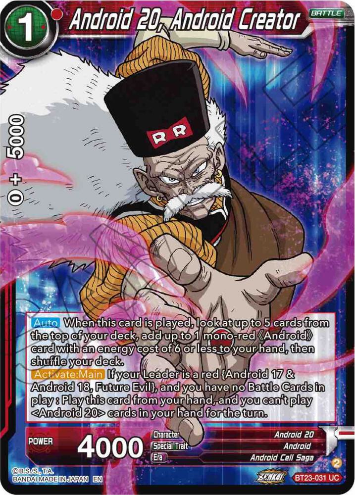Android 20, Android Creator BT23-031 card from Perfect Combination