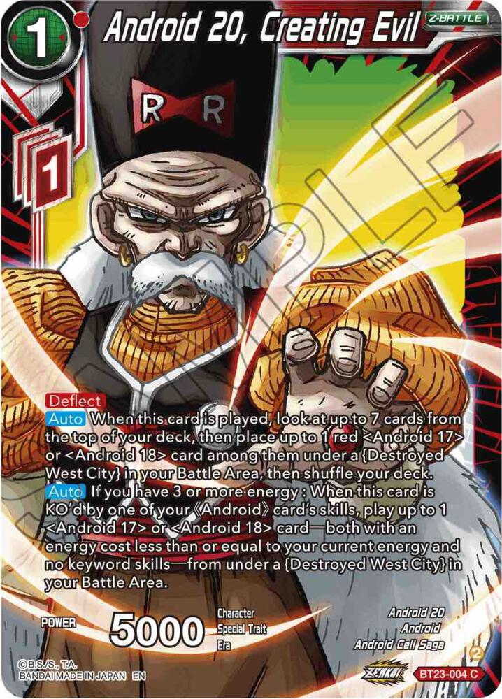 Android 20, Creating Evil BT23-004 card from Perfect Combination