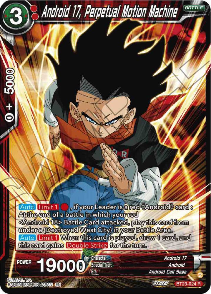 Android 17, Perpetual Motion Machine BT23-024 card from Perfect Combination