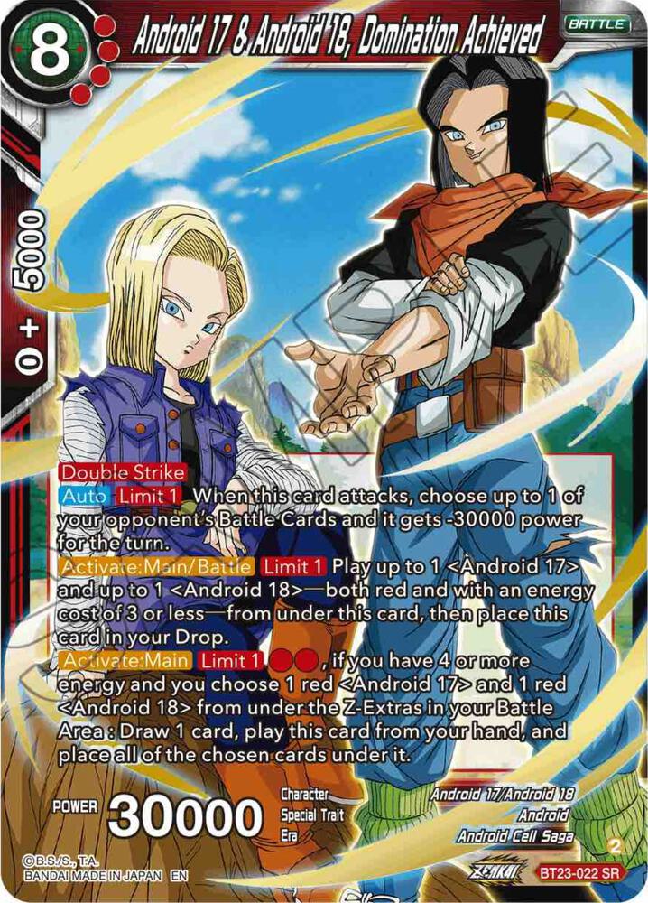 Android 17 & Android 18, Domination Achieved BT23-022 card from Perfect Combination