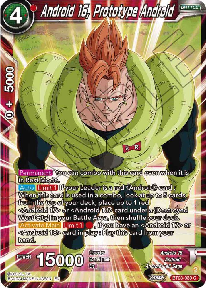 Android 16, Prototype Android BT23-030 card from Perfect Combination