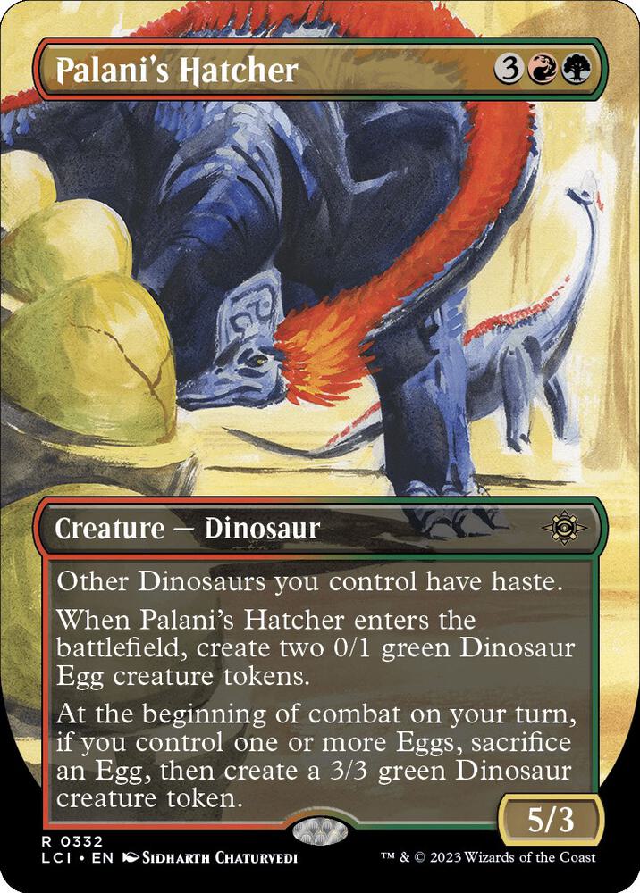 Palani's Hatcher (Borderless) 332 card from The Lost Caverns of Ixalan