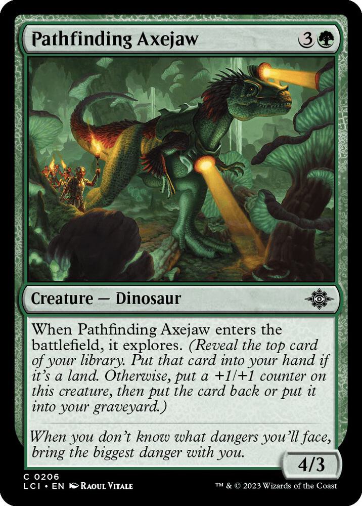 Pathfinding Axejaw 206 card from The Lost Caverns of Ixalan