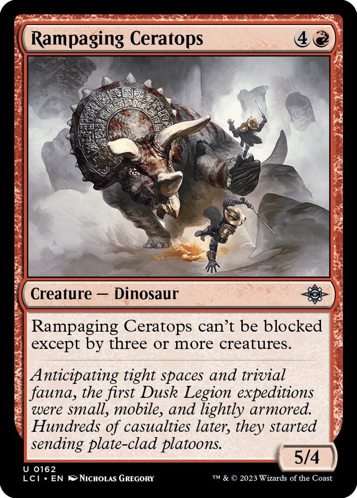 Rampaging Ceratops 162 card from The Lost Caverns of Ixalan