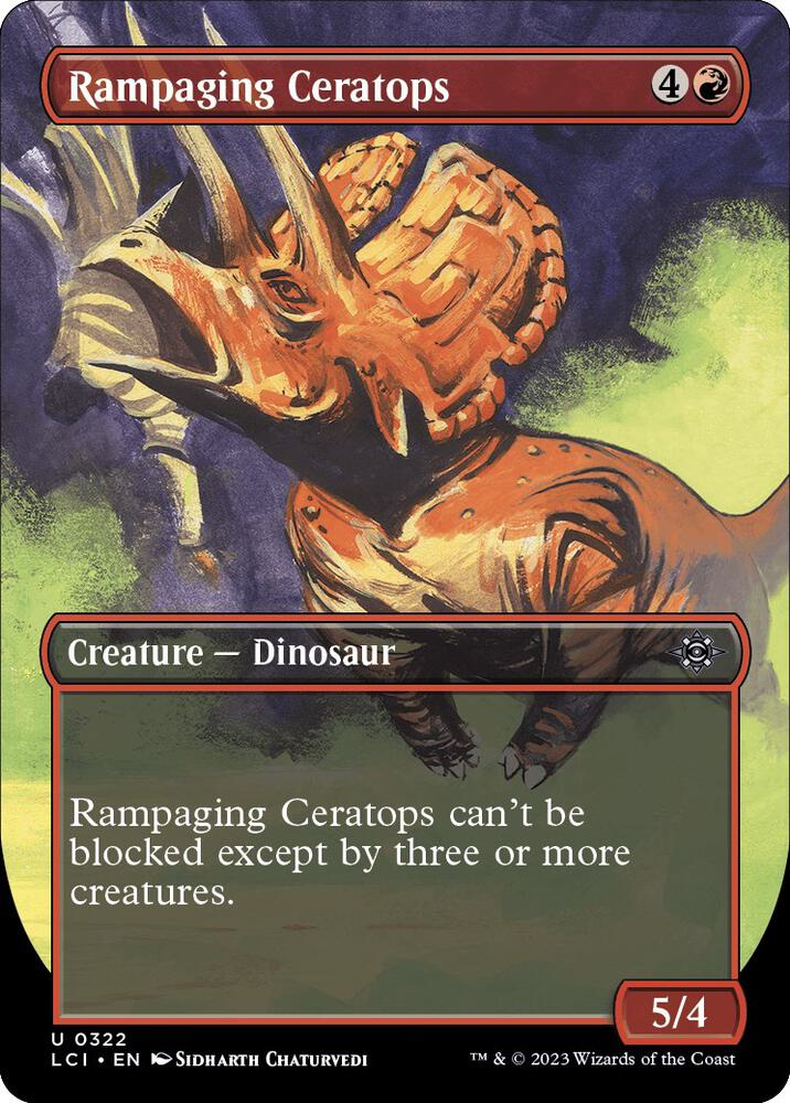Rampaging Ceratops (Borderless) 322 card from The Lost Caverns of Ixalan