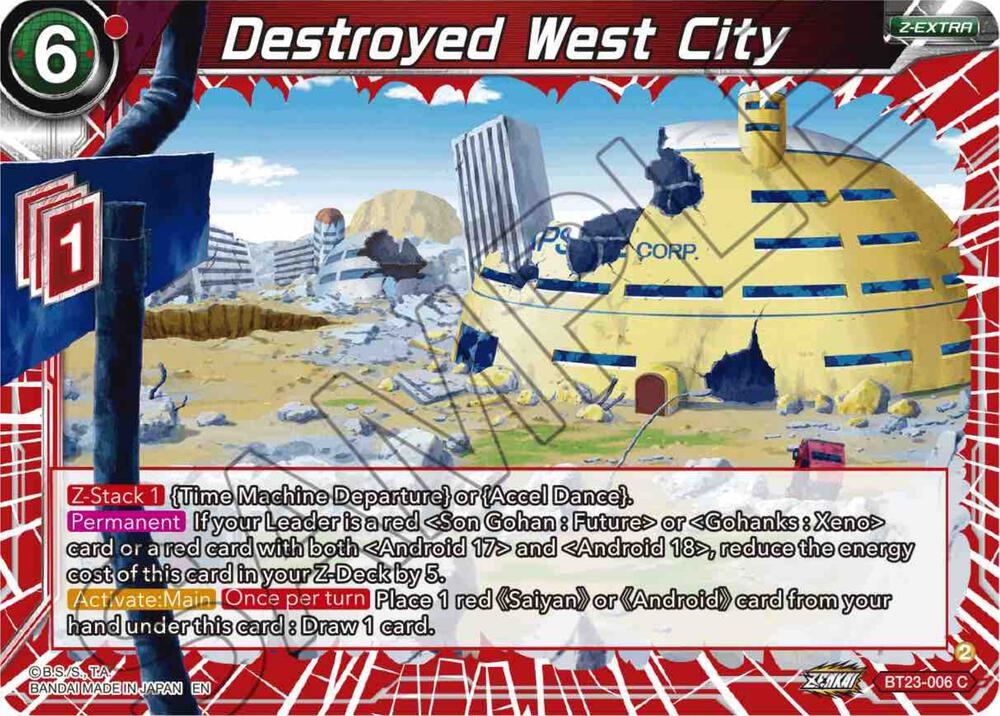 Destroyed West City BT23-006 card from Perfect Combination