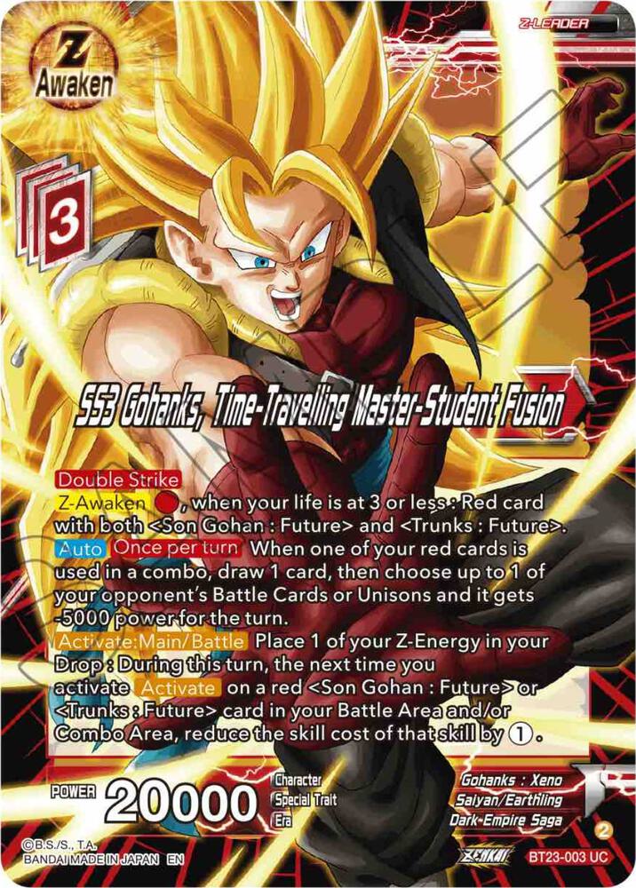 SS3 Gohanks, Time-Traveling Master-Student Fusion BT23-003 card from Perfect Combination