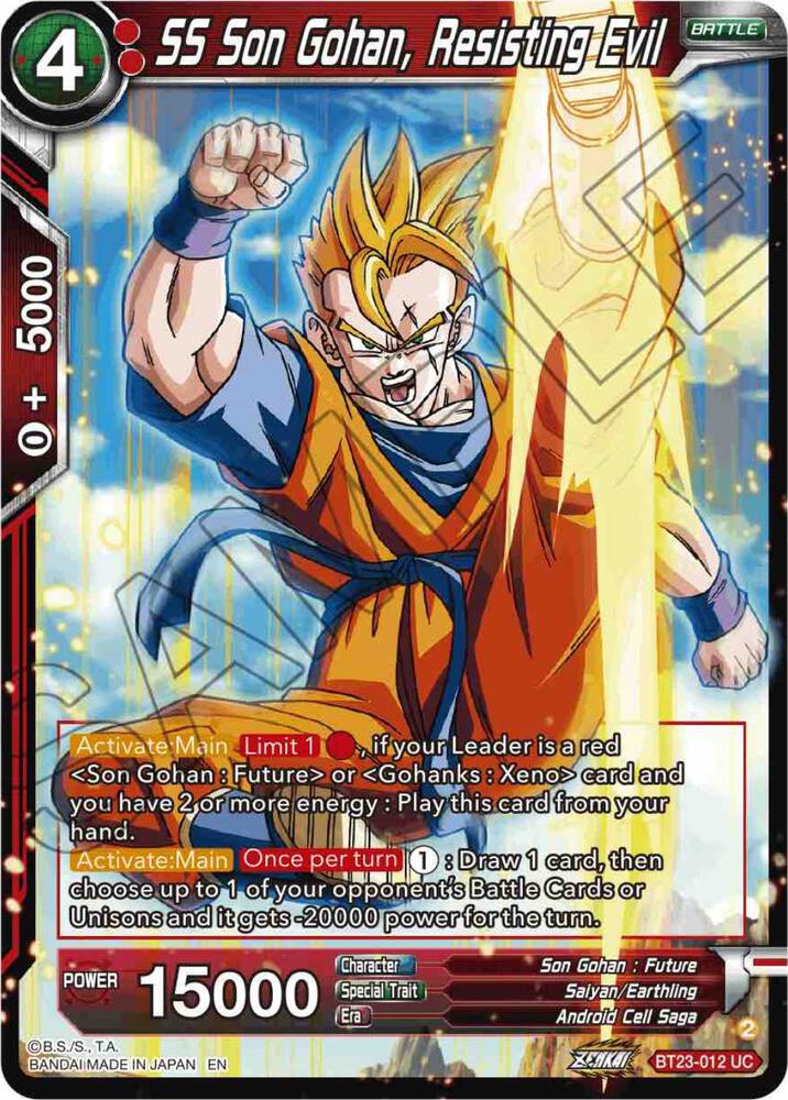 SS Son Gohan, Resisting Evil BT23-012 card from Perfect Combination