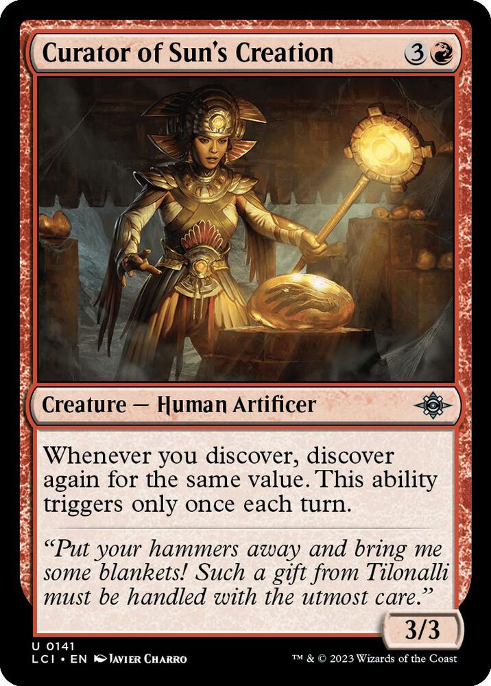 Curator of Sun's Creation 141 card from The Lost Caverns of Ixalan