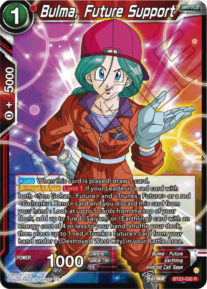 Bulma, Future Support BT23-020 card from Perfect Combination