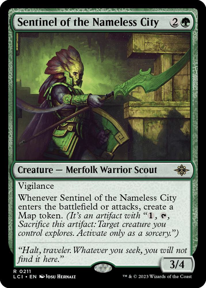 Sentinel of the Nameless City 211 card from The Lost Caverns of Ixalan