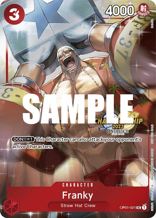 Franky (CS 2023 Celebration Pack) OP01-021 card from One Piece Promotion Cards