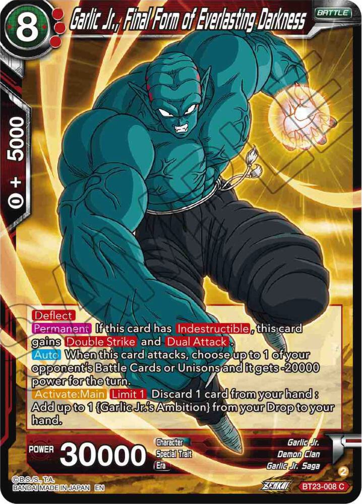 Garlic Jr., Final Form of Everlasting Darkness BT23-008 card from Perfect Combination