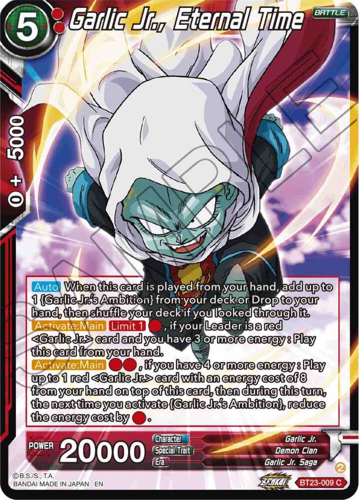 Garlic Jr., Eternal Time BT23-009 card from Perfect Combination