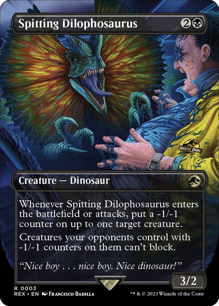 Spitting Dilophosaurus (Borderless) 3 card from Universes Beyond: Jurassic World Collection